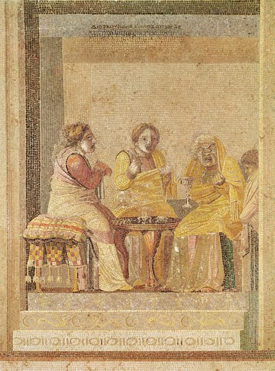 Theatre scene: A magician with clients by Roman